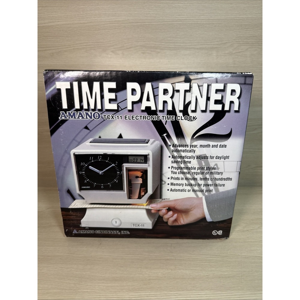 Amano Tcx-11/5477 Card Punch Time Clock Analog Dial & Lcd Display Tested‎